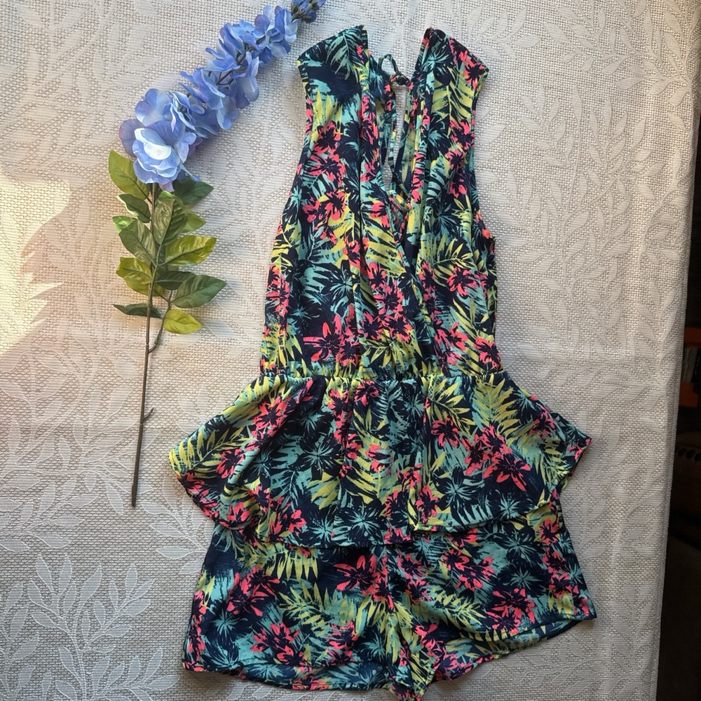 Charlotte Russe Tropical Print Romper